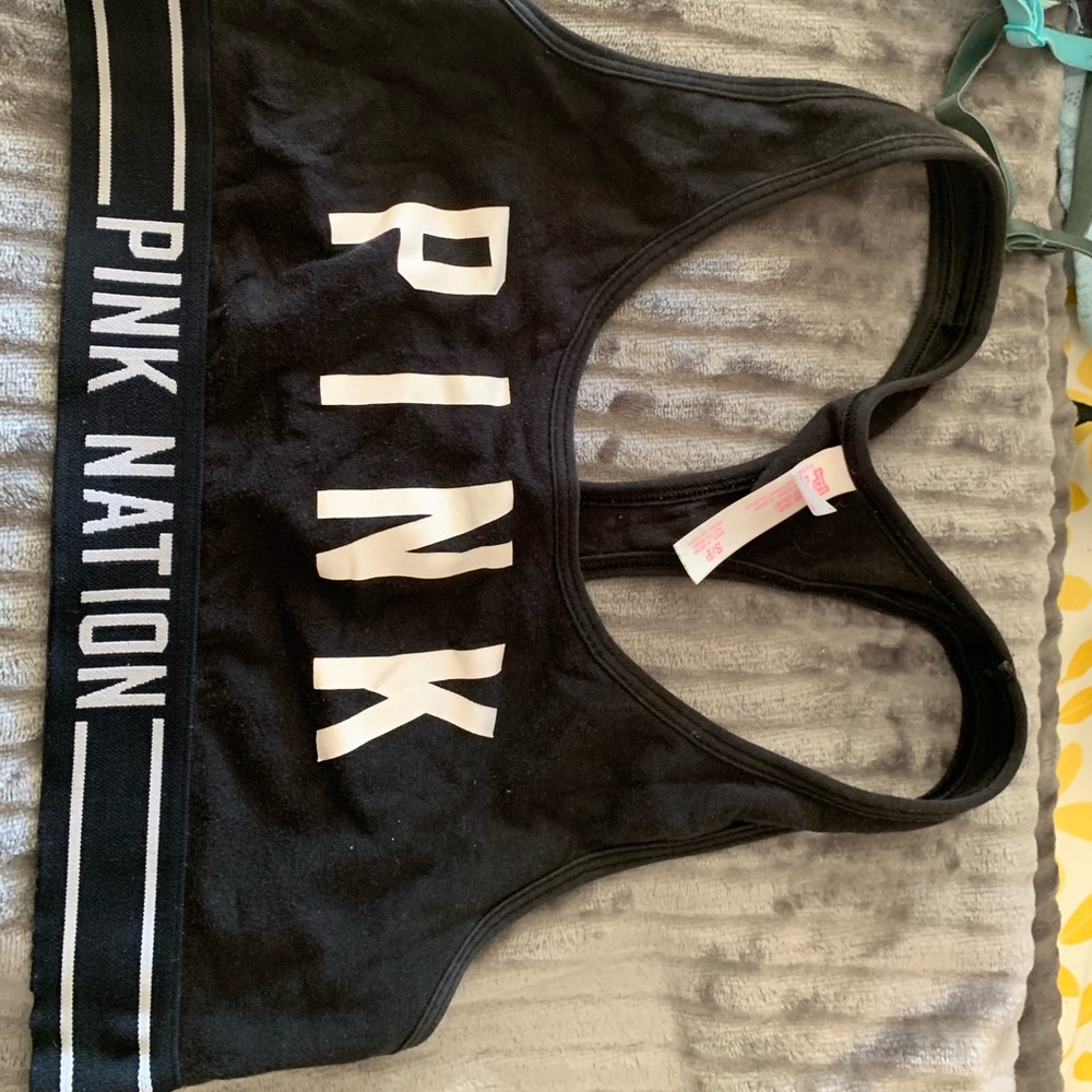 Black pink nation sports bra